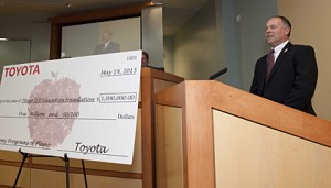 Michael Rouse, vice president of diversity, philanthropy and community affairs and president, Toyota U.S.A. Foundation for Toyota Motor Sales (TMS), U.S.A., Inc., told the school board and audience, "We look forward to many years of partnership with you."