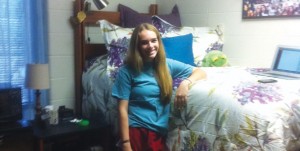 Mallory Pence, from McKinney, in her swanky dorm at Texas A & M.