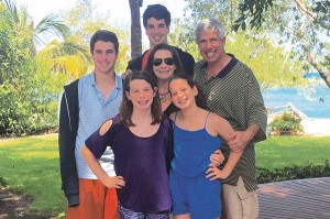 Double the fun: Twin sisters, Megan and Allie (in front) and twin brothers, Reid and Ryan with parents Lauren and Jeff during a recent vacation in Mexico.