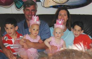 Lauren with Jeff, Ryan, Allie , Megan and Reid celebrating the girls’ first birthday.