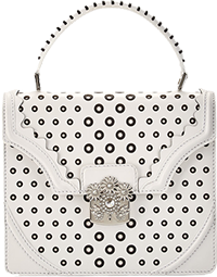 Alexander McQueen bicolor circles flower-top handle satchel 