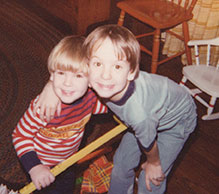 Childhood was filled with memories for the Frazar brothers.  Kevin says his favorite memories with his big brother include fishing at Lake Kiowa,  riding the moped, playing Pac Man, and spending the summer in Colorado “riding with our dog Blitz in the back of the truck and jumping for hours on our trampoline!”