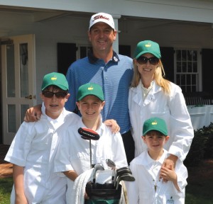 Harrison with wife Allison and sons, Harrison, (now 16), Ford (now 13), and Slayden (now 9) pictured here at The Masters in 2012.   The Highland Park High School sweethearts have been married 20 years.