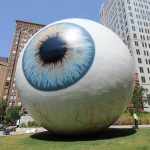 "Eye" by artist Tony Tasset at The Joule Hotel in downtown Dallas.