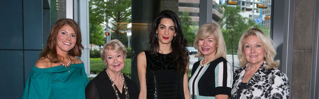 Last month, Ambassador Phillips chaired the 2016 Wings Luncheon event for the second year, this time bringing in Amal Clooney, an internationally acclaimed human rights activist, raising $1 million for New Friends New Life. (Pictured L to R) New Friends New Life CEO Katie Pedigo, Nancy Ann Hunt, Amal Clooney, Ashlee Kleinert and Jeanne Phillips.